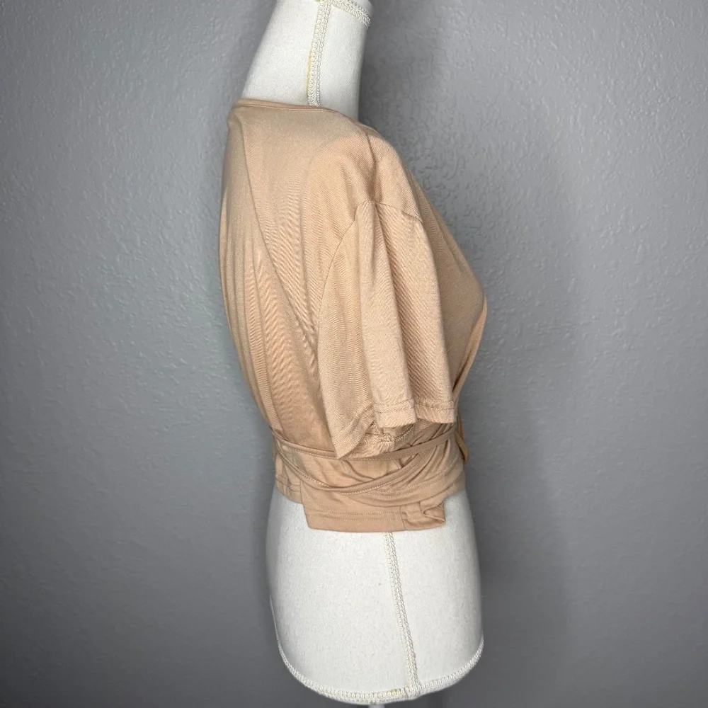 Women's Beige or light brown Shein V-neck wrap crop‎ top Size 2XL